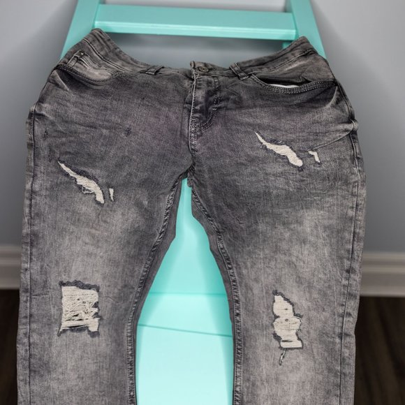 Project X Paris Slim Grey Ripped Jeans Mens (New without tags) - Picture 6 of 6